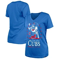 Women's New Era Royal Chicago Cubs Little Miss 2 V-Neck T-Shirt