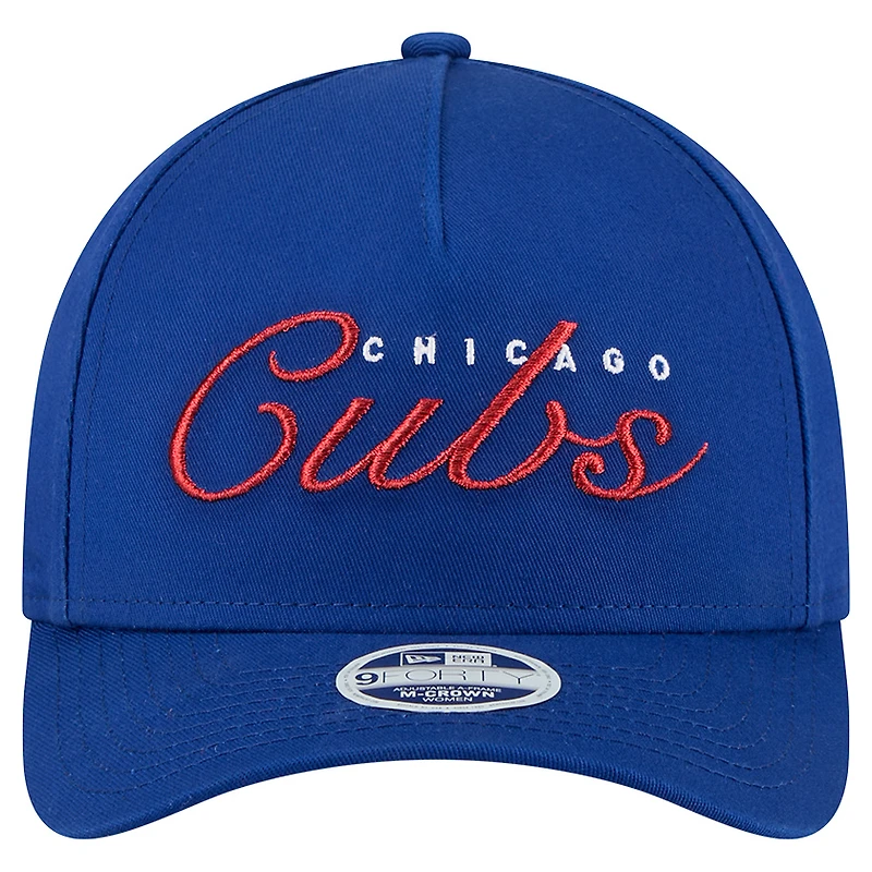 Casquette ajustable New Era Royal Chicago Cubs Metallic A-Frame 9FORTY pour femme
