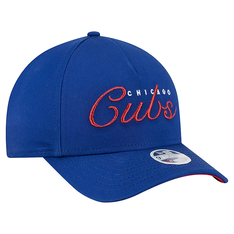 Casquette ajustable New Era Royal Chicago Cubs Metallic A-Frame 9FORTY pour femme