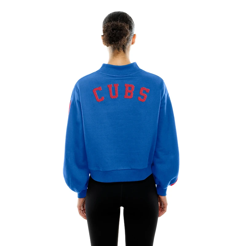 Women's New Era  Royal Chicago Cubs Mock Neck Balloon Sleeve Sweatshirt
