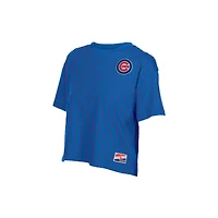 T-shirt New Era Royal Chicago Cubs Throwback à rayures et dos carré pour femme