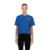 T-shirt New Era Royal Chicago Cubs Throwback à rayures et dos carré pour femme