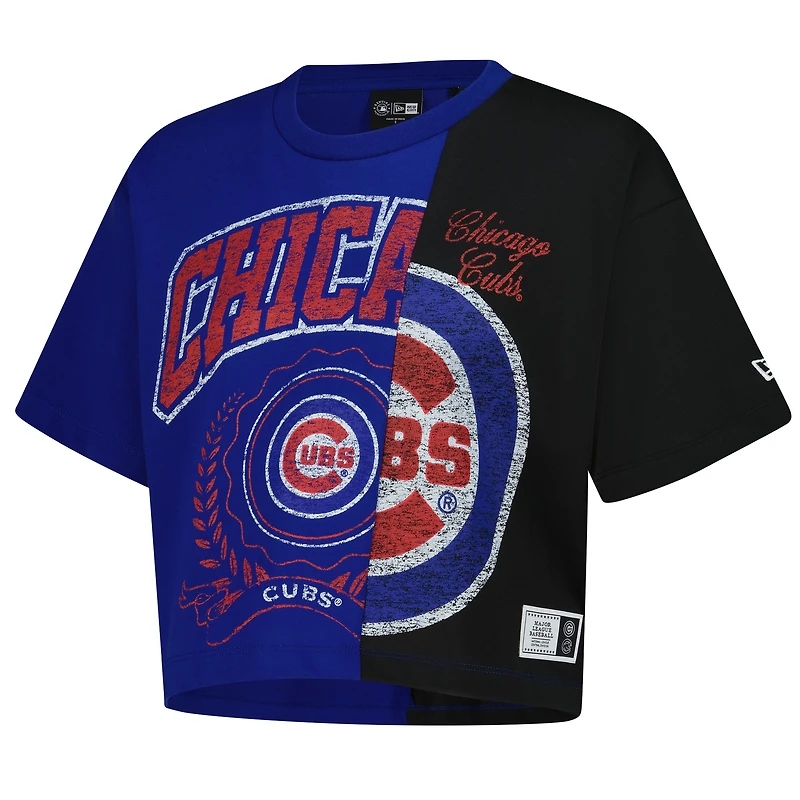 T-shirt court boxy recyclé colorblock des Chicago Cubs de New Era pour femme