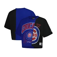 T-shirt court boxy recyclé colorblock des Chicago Cubs de New Era pour femme