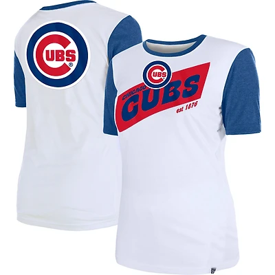 Women's New Era White Chicago Cubs Colorblock T-Shirt