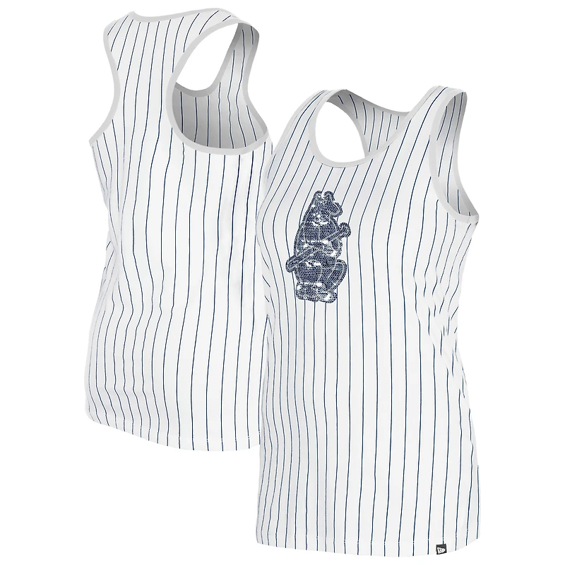 Débardeur à fines rayures Gameday Chicago Cubs blanc New Era pour femme