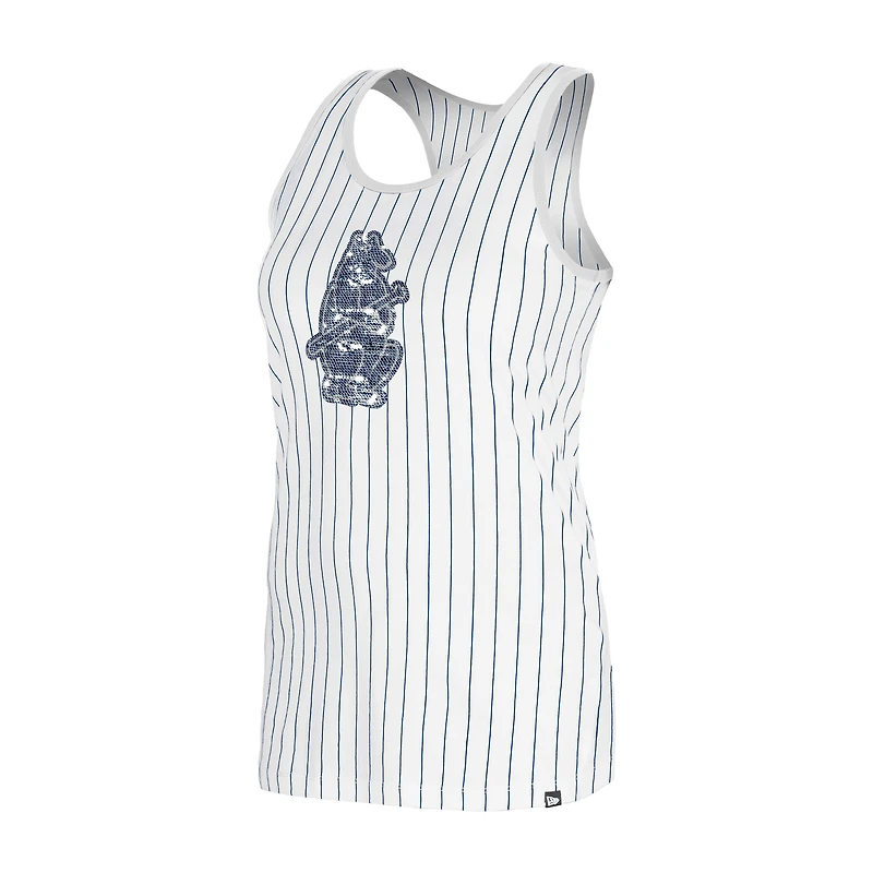 Débardeur à fines rayures Gameday Chicago Cubs blanc New Era pour femme