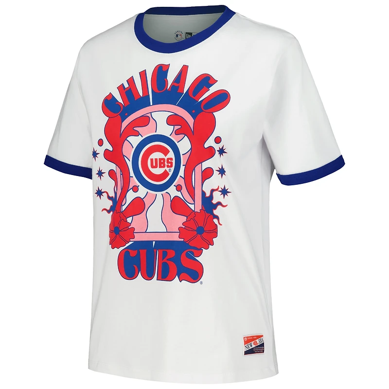 T-shirt ringer surdimensionné blanc Chicago Cubs New Era pour femme
