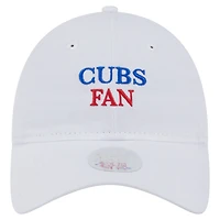 Casquette ajustable New Era blanche pour femme, fan de l'équipe des Chicago Cubs, modèle 9TWENTY