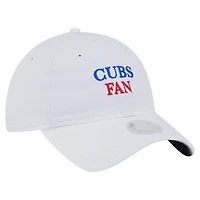 Casquette ajustable New Era blanche pour femme, fan de l'équipe des Chicago Cubs, modèle 9TWENTY
