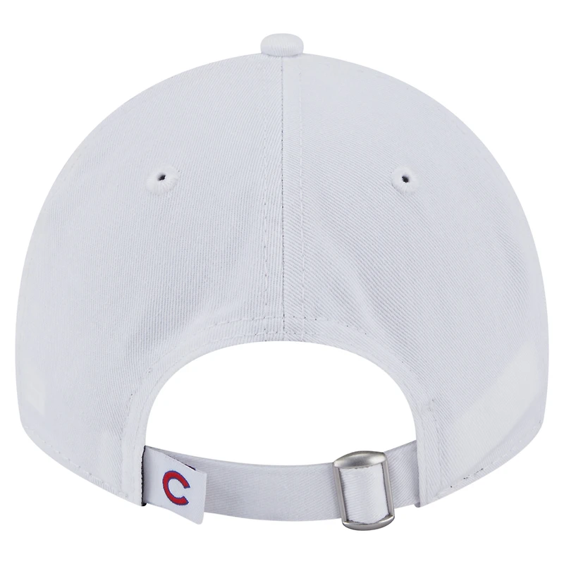 Casquette ajustable New Era blanche pour femme, fan de l'équipe des Chicago Cubs, modèle 9TWENTY