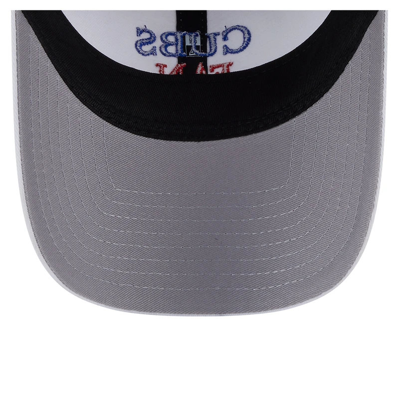 Casquette ajustable New Era blanche pour femme, fan de l'équipe des Chicago Cubs, modèle 9TWENTY