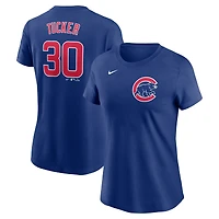 T-shirt Nike Kyle Tucker bleu pour femme avec nom et numéro Fuse des Chicago Cubs