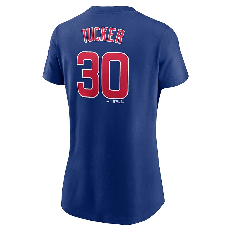 T-shirt Nike Kyle Tucker bleu pour femme avec nom et numéro Fuse des Chicago Cubs