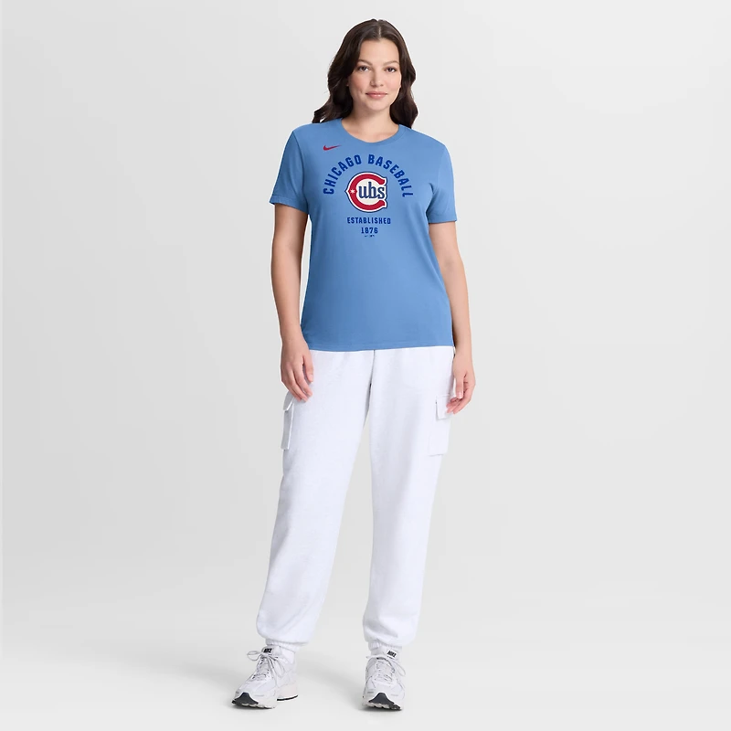 T-shirt alternatif Nike bleu clair pour femmes des Cubs de Chicago