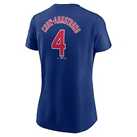 T-shirt Nike pour femme Pete Crow-Armstrong Royal Chicago Cubs Fuse avec nom et numéro