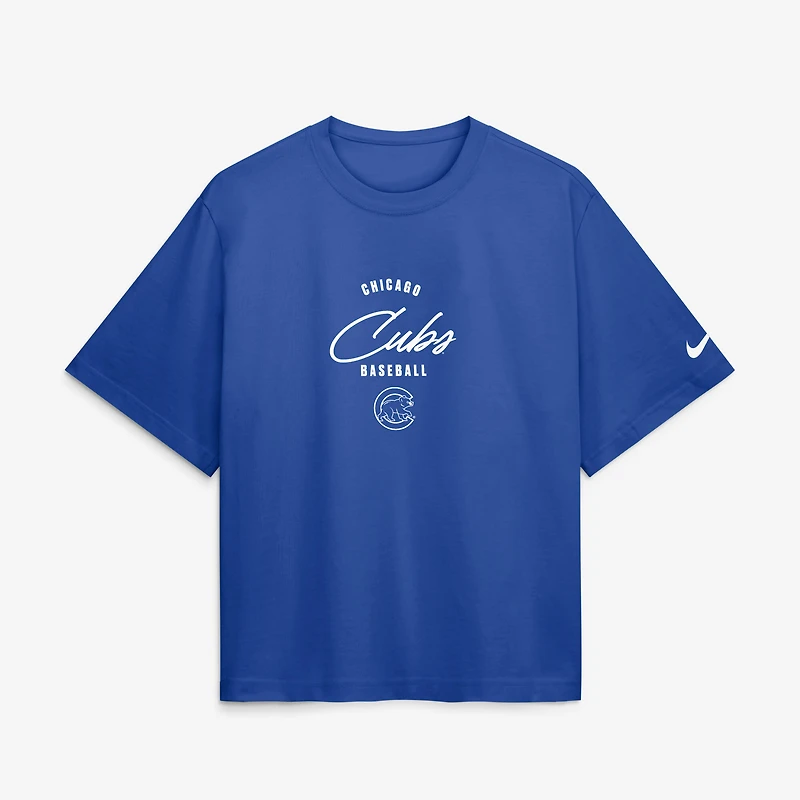 Women's Nike Pete Crow-Armstrong Royal Chicago Cubs Premium Essentials Boxy Name & Number T-Shirt