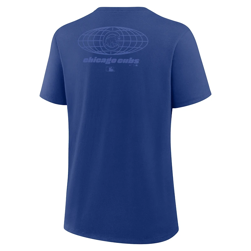 T-shirt Nike Royal Chicago Cubs Globe Logo pour femme