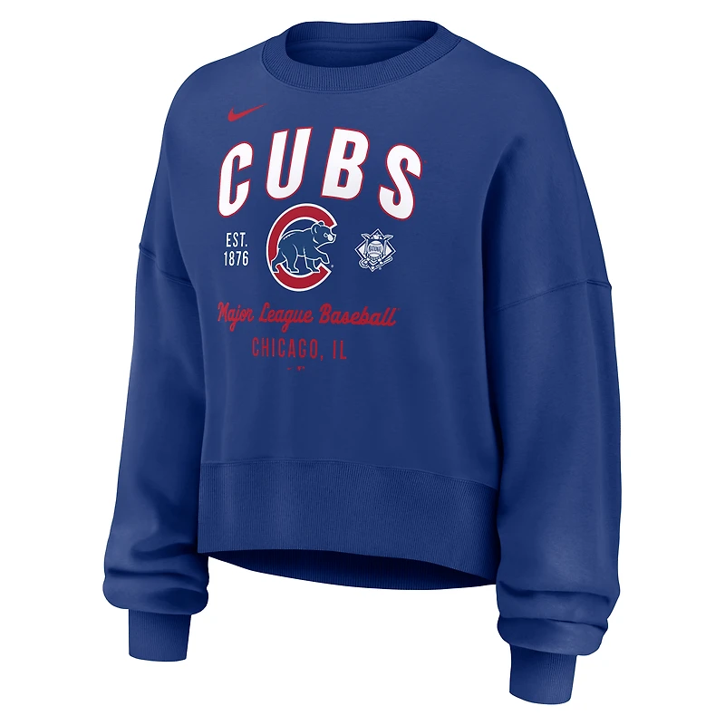 Sweat-shirt oversize à manches longues Nike Royal Chicago Cubs pour femme