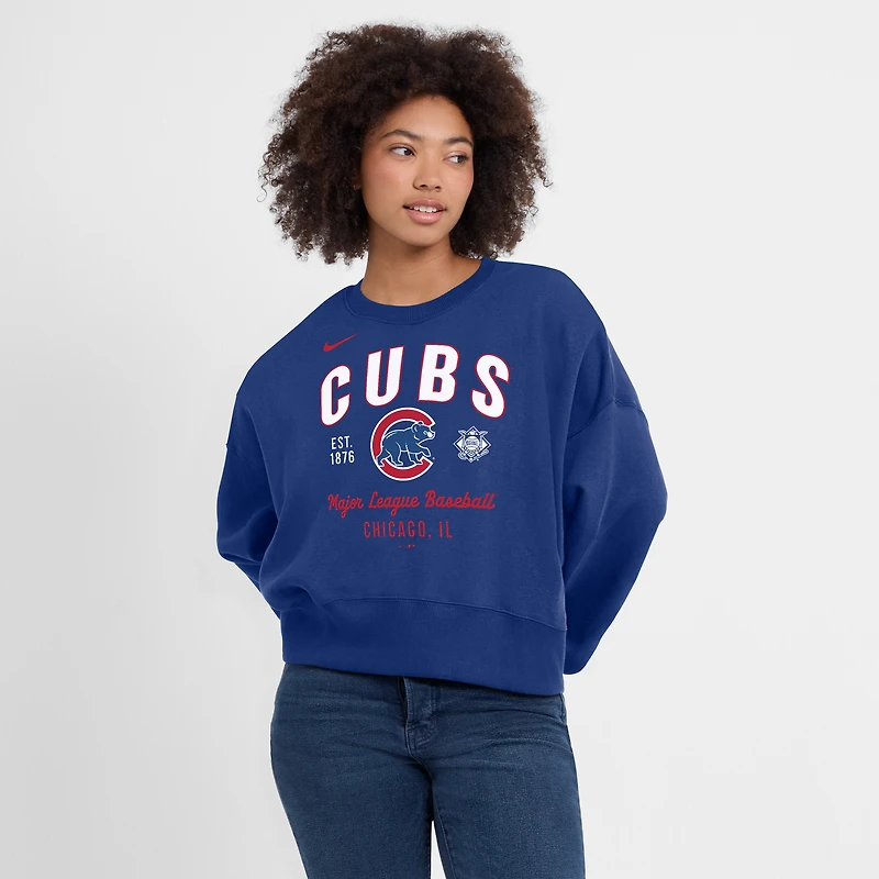 Sweat-shirt oversize à manches longues Nike Royal Chicago Cubs pour femme