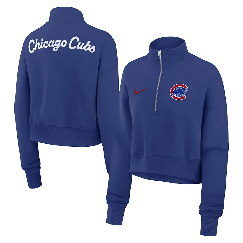 Women's Nike Royal Chicago Cubs Primetime Phoenix Fleece Half-Zip Sweatshirt