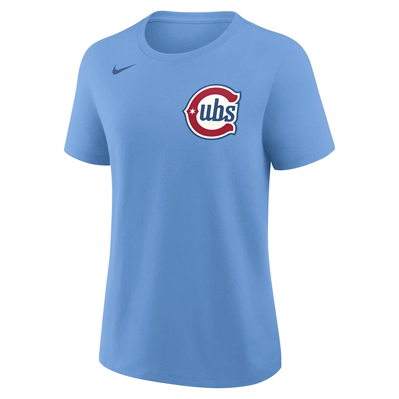 T-shirt Nike Seiya Suzuki bleu clair pour femme, Chicago Cubs, nom et numéro