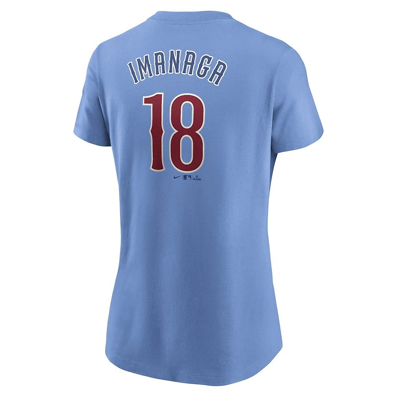T-shirt Nike Shōta Imanaga bleu clair Chicago Cubs Cooperstown Collection Fuse avec nom et numéro pour femme