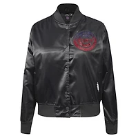 Women's Pro Standard Black Chicago Cubs Rhinestone Satin Full-Snap Jacket