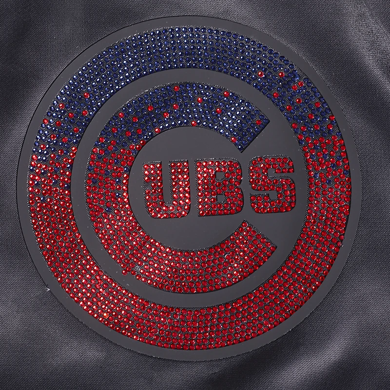 Veste à boutons-pression en satin strass noir Pro Standard Chicago Cubs pour femme