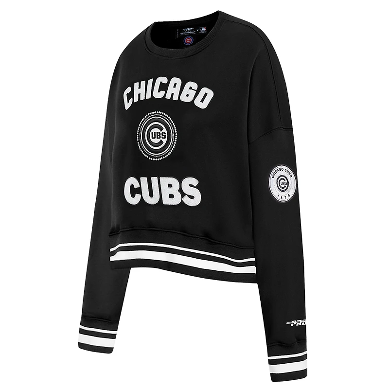 V110751 Cubs SWTLADCRW LCCC314724-BLK #3 - COL RAS DU COU POUR FEMMES NOIR AVEC PERLES CÔTELÉES FLC