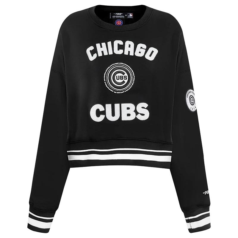 V110751 Cubs SWTLADCRW LCCC314724-BLK #3 - COL RAS DU COU POUR FEMMES NOIR AVEC PERLES CÔTELÉES FLC