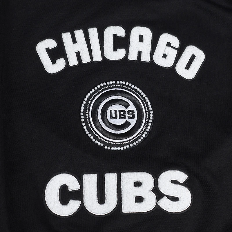 V110751 Cubs SWTLADCRW LCCC314724-BLK #3 - COL RAS DU COU POUR FEMMES NOIR AVEC PERLES CÔTELÉES FLC