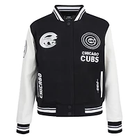 Veste universitaire entièrement zippée en laine côtelée Pro Standard pour femme des Chicago Cubs Pearls noire