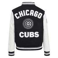 Veste universitaire entièrement zippée en laine côtelée Pro Standard pour femme des Chicago Cubs Pearls noire