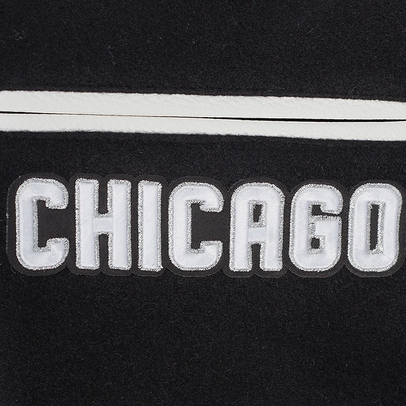 Veste universitaire entièrement zippée en laine côtelée Pro Standard pour femme des Chicago Cubs Pearls noire