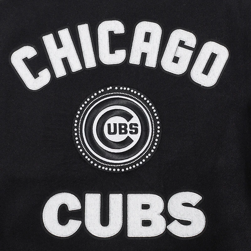 Veste universitaire entièrement zippée en laine côtelée Pro Standard pour femme des Chicago Cubs Pearls noire