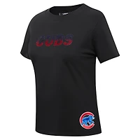 T-shirt ajusté à strass Pro Standard pour femme, noir, Chicago Cubs