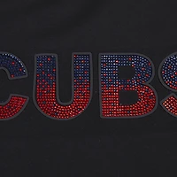 Women's Pro Standard  Black Chicago Cubs Rhinestone Slim Fit T-Shirt