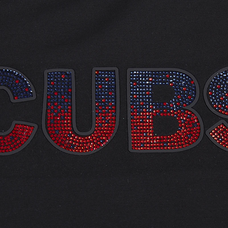 Women's Pro Standard Black Chicago Cubs Rhinestone Slim Fit T-Shirt