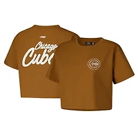 T-shirt court et boxy Pro Standard marron pour femme des Chicago Cubs Paint The City