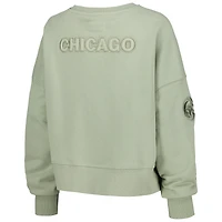 Women's Pro Standard Green Chicago Cubs Neutral Oversized Boxy Cropped Pullover Sweatshirt