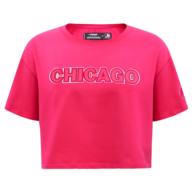 Women's Pro Standard Pink Chicago Cubs Triple Boxy Cropped T-Shirt