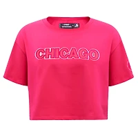 Women's Pro Standard Pink Chicago Cubs Triple Boxy Cropped T-Shirt
