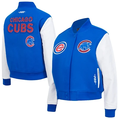 Women's Pro Standard  Royal Chicago Cubs Game Day Classics Wool Full-Zip Varsity Jacket