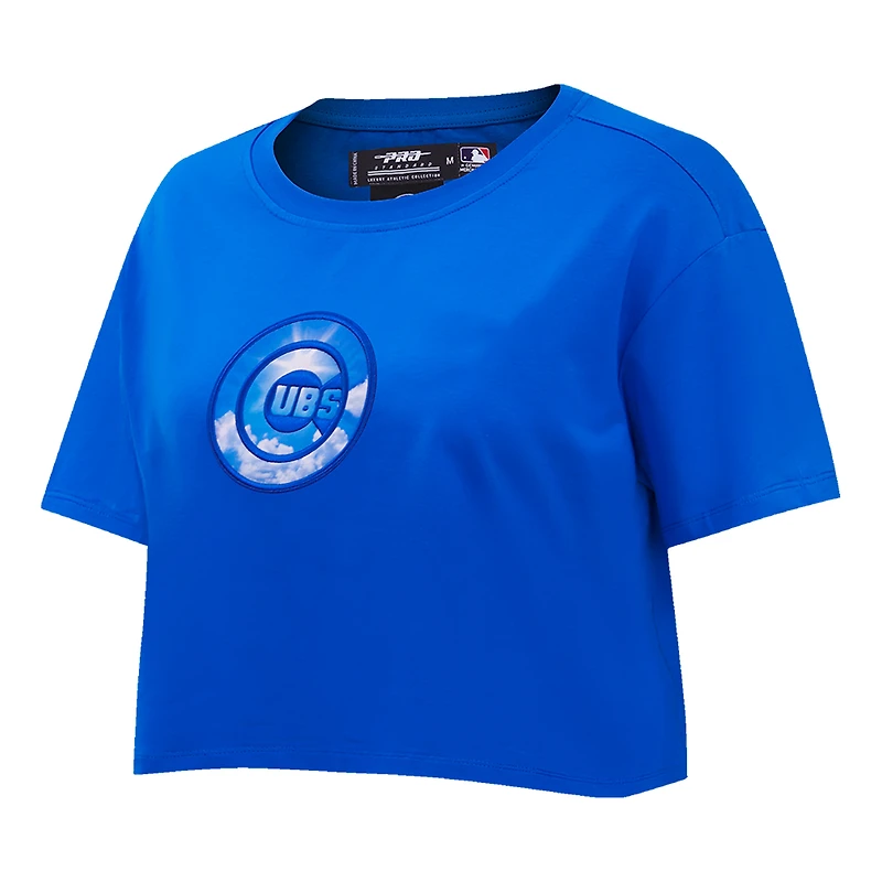 Women's Pro Standard Royal Chicago Cubs Painted Sky Boxy Cropped T-Shirt