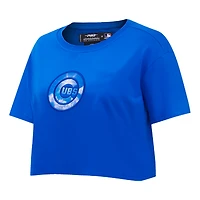 Women's Pro Standard Royal Chicago Cubs Painted Sky Boxy Cropped T-Shirt