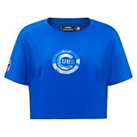 Women's Pro Standard Royal Chicago Cubs Painted Sky Boxy Cropped T-Shirt