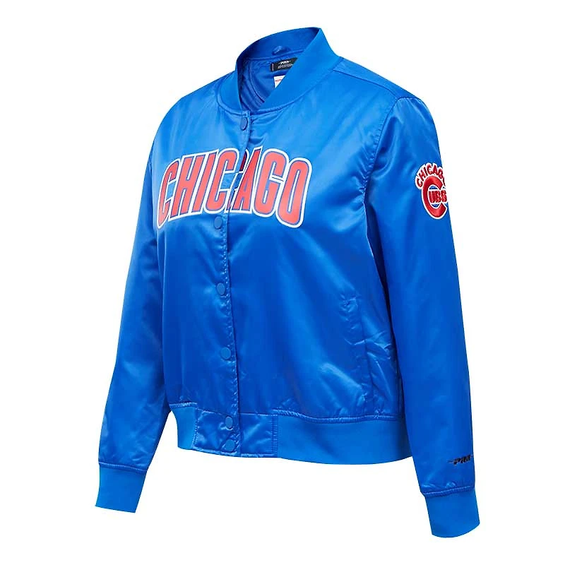 Veste universitaire Pro Standard Royal Chicago Cubs en satin à boutons-pression pour femme