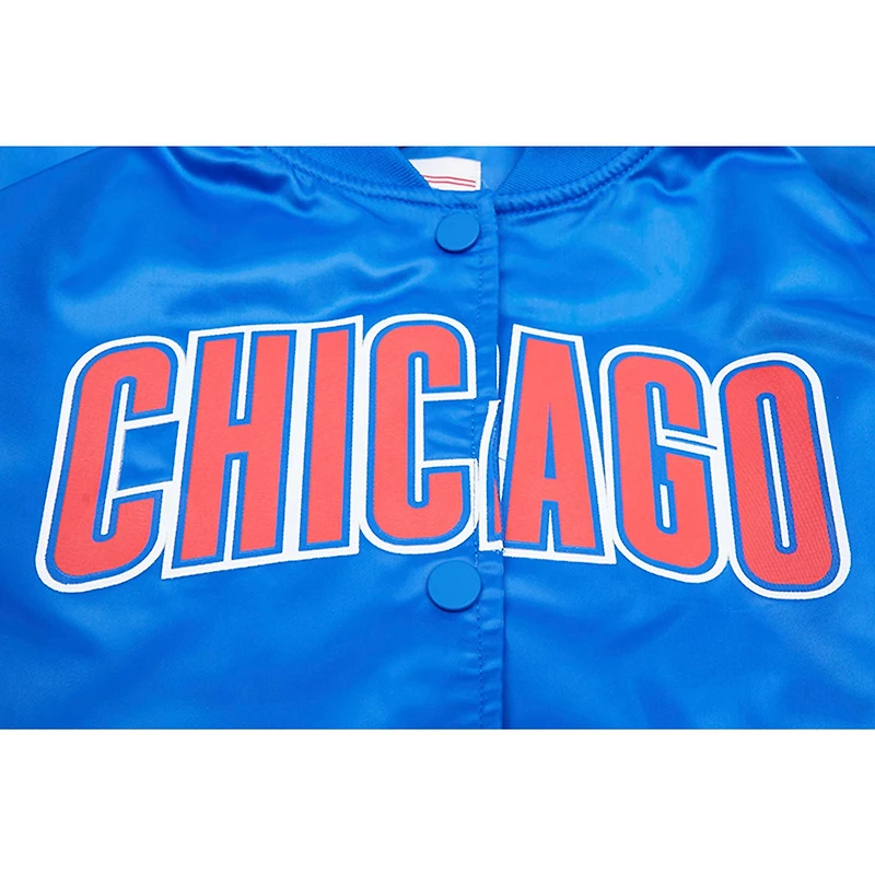 Veste universitaire Pro Standard Royal Chicago Cubs en satin à boutons-pression pour femme