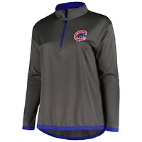 Women's Profile Charcoal Chicago Cubs Plus Quarter-Zip Jacket